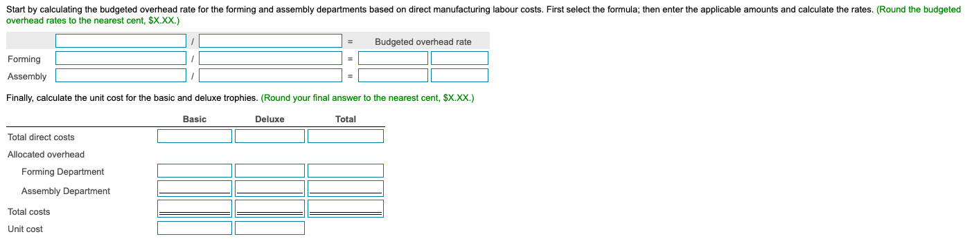 allocated based on direct manufacturing labour costs of the forming department and