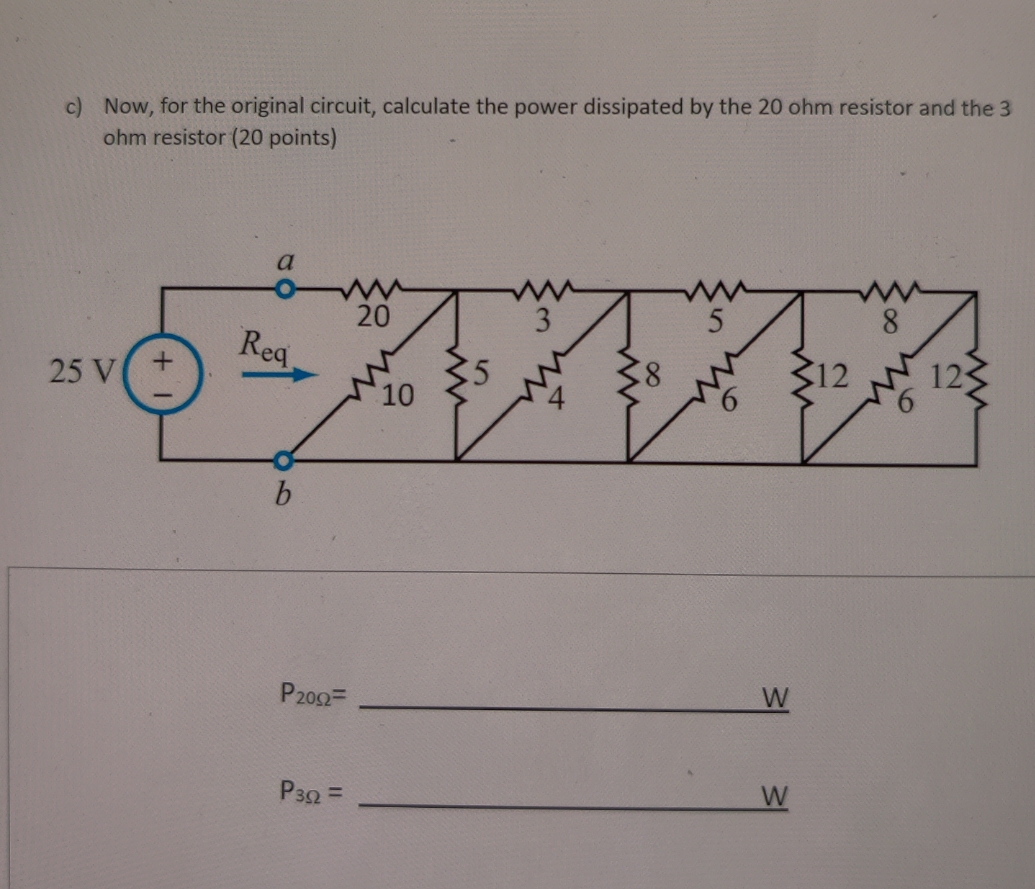 problem. this is a circuits problem c) Now, for the original circuit,