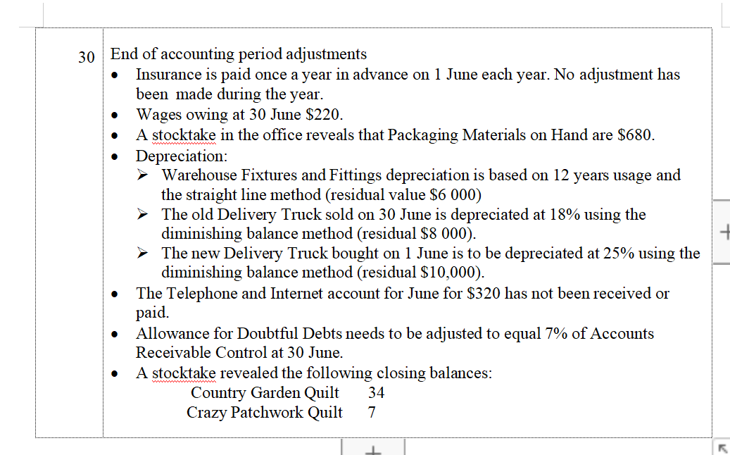 transactions for June.As you are studying accounting, she also asks you to