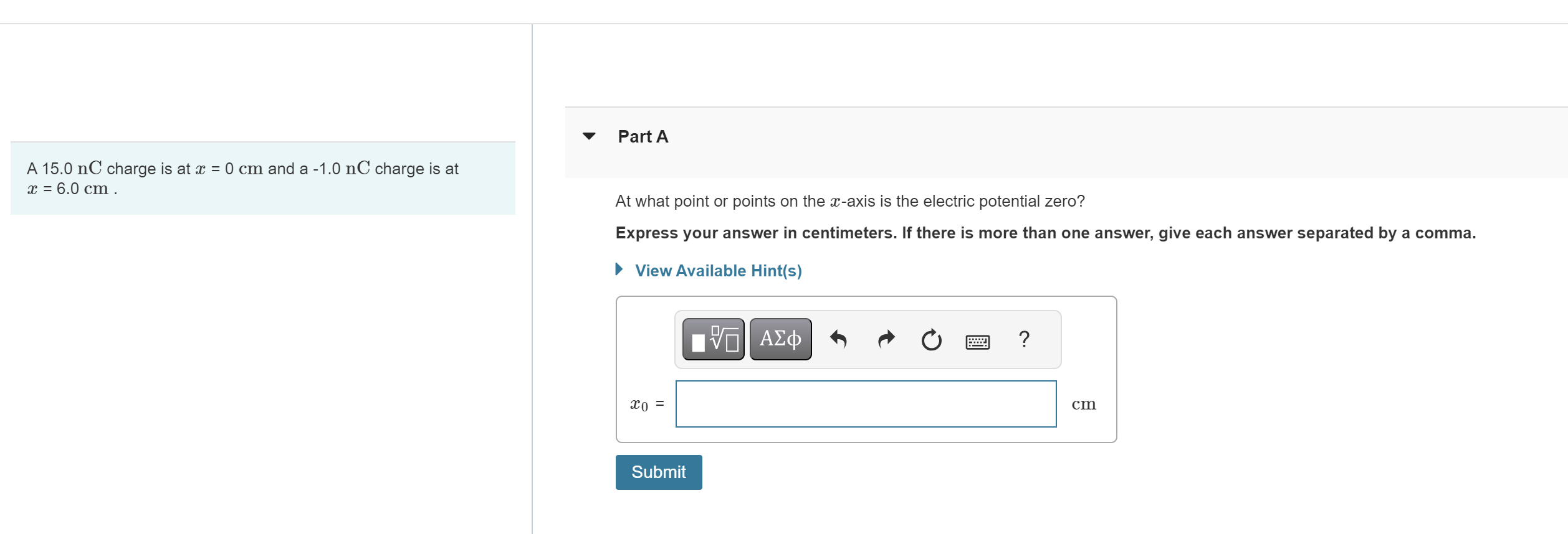 = -3.5 nC. Express your answer with the appropriate units. View Available