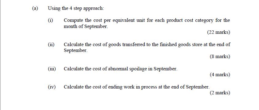 from one of its manufacturing processes. The following information of process inputs,