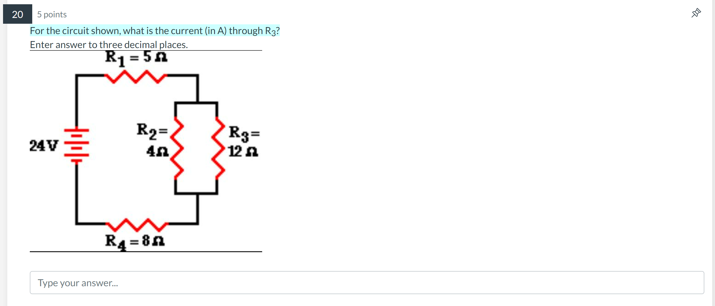 the circuit shown, what is the voltage (in V) across R1? Enter