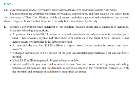 P. 6-7 The conversion from fund 'o government-wide statements involves more than