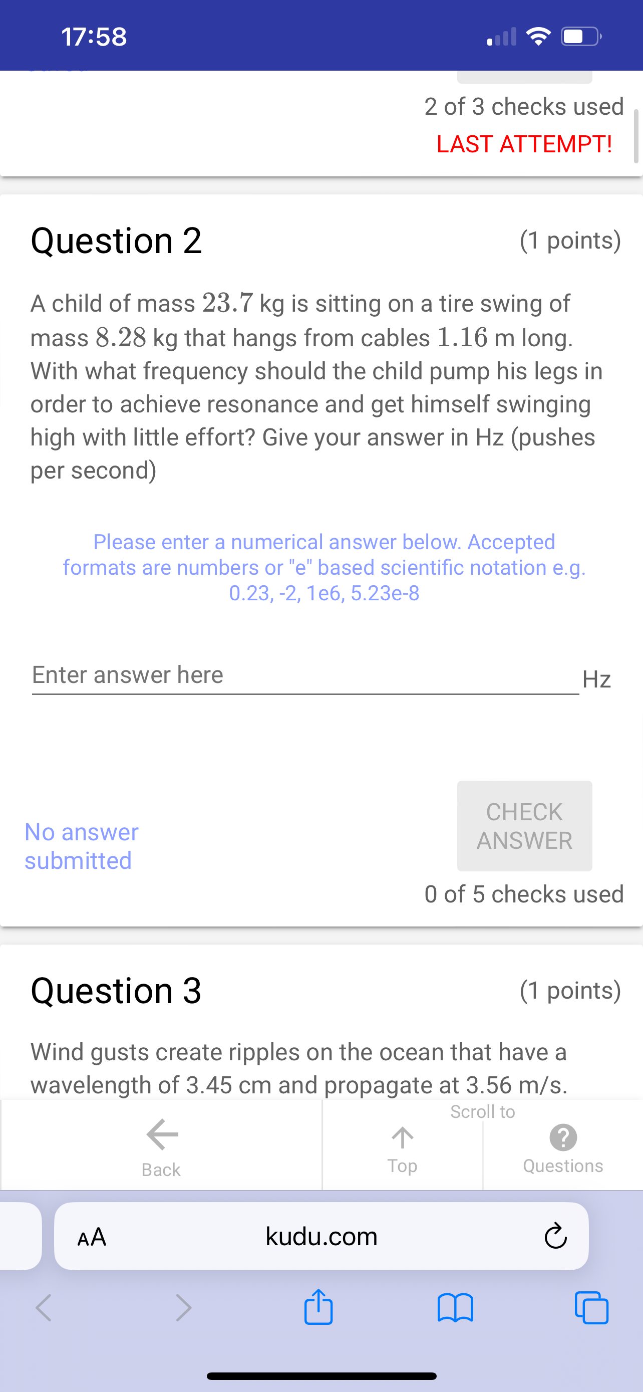 AA kudu.com C2 of 3 checks used LAST ATTEMPT! Question 2 (1