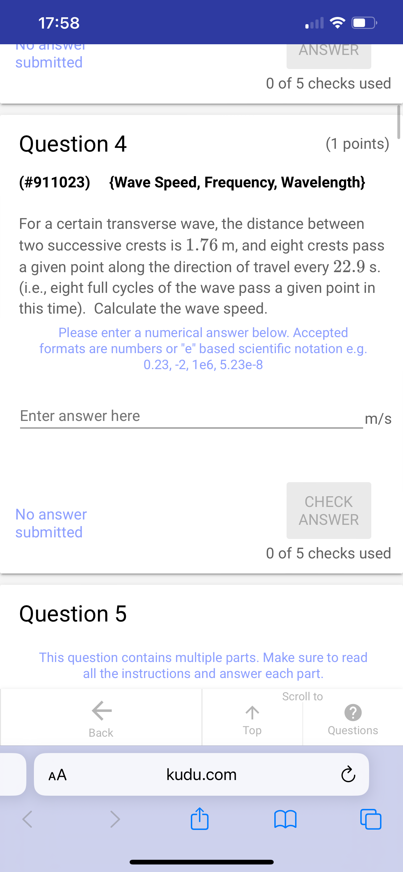 swing of mass 8.28 kg that hangs from cables 1.16 m long.