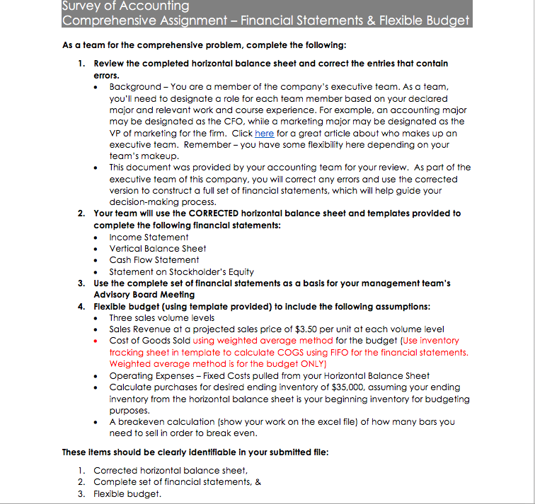 balance sheet and correct the entries that contain errors. Background - You