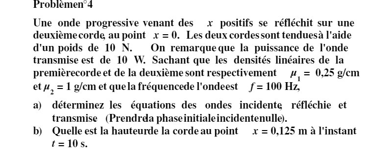 deuximecordg au point x = 0. Les deux cordessont tendues l'aide d'un