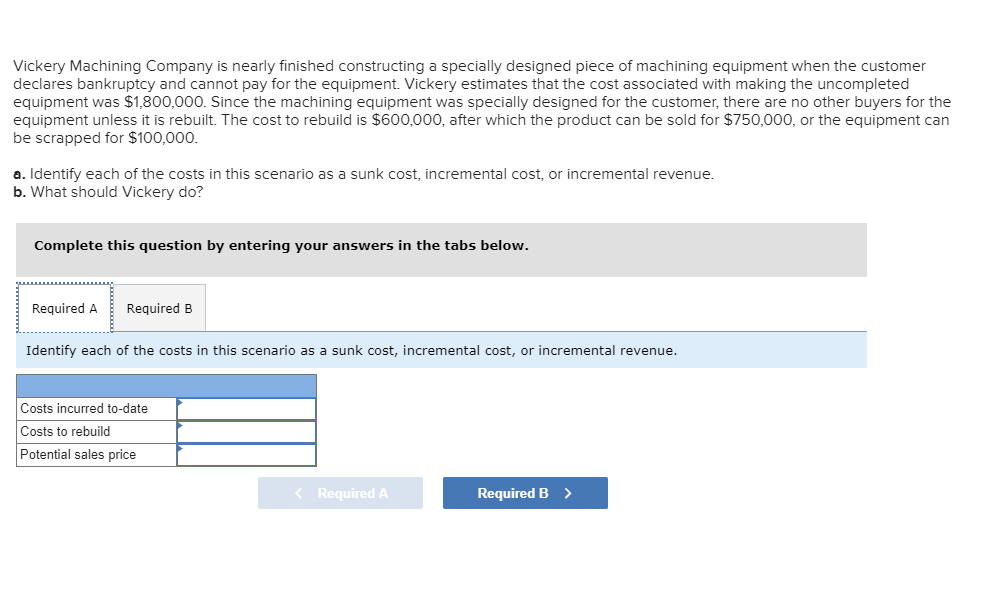machining equipment when the customer declares bankruptcy and cannot pay for the