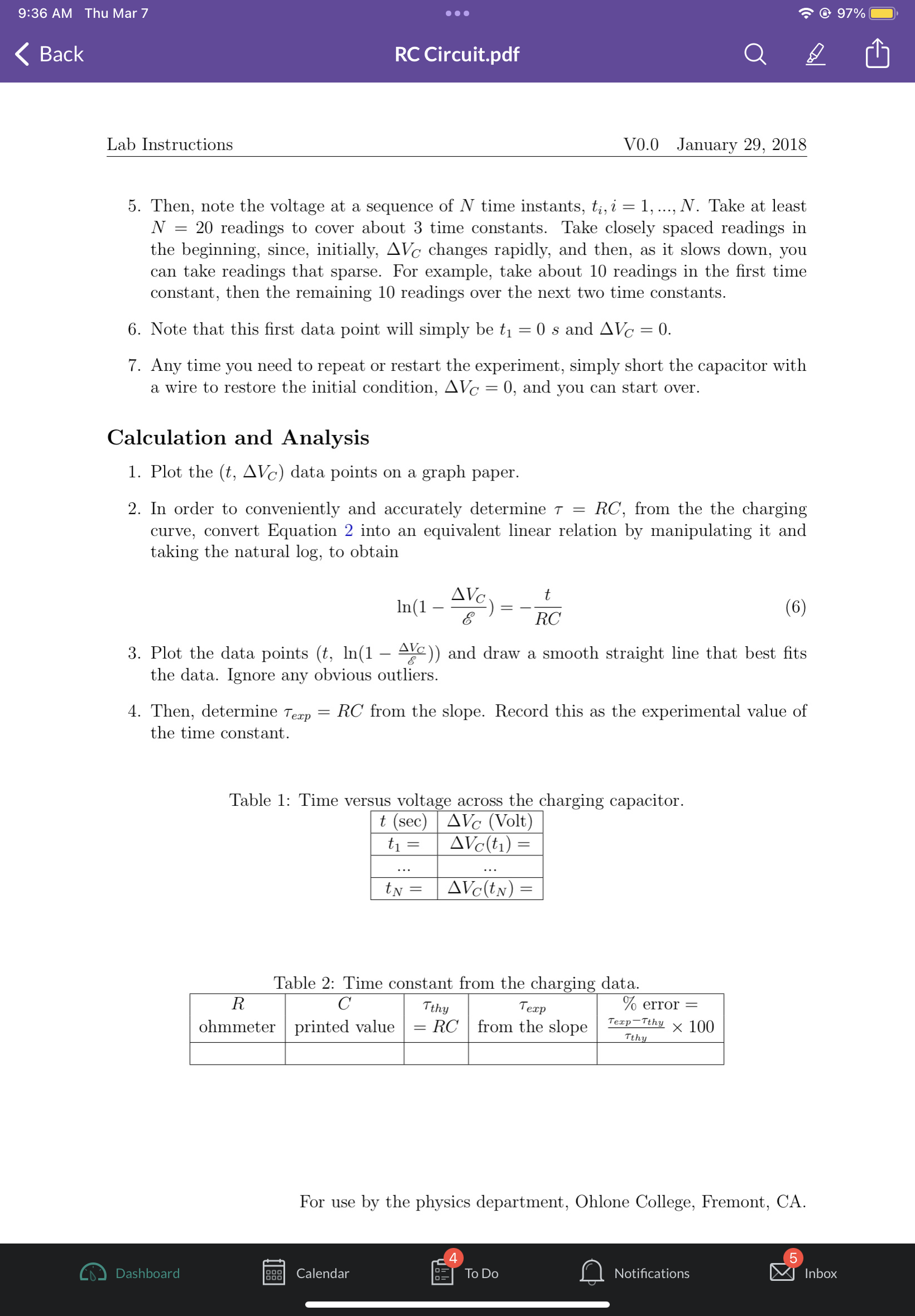 a simple RC circuit. Overview In this experiment you will set up