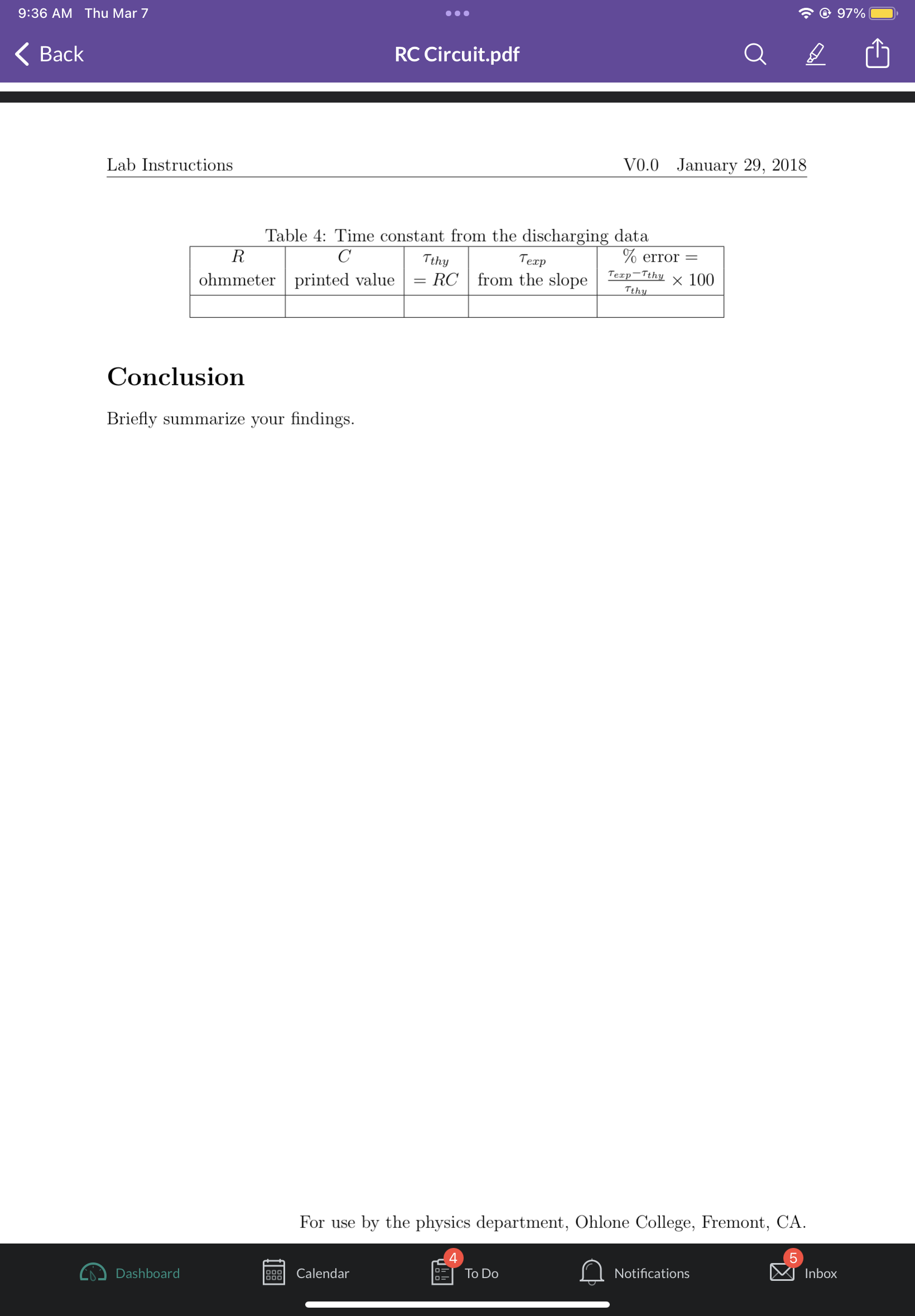 so that at t = 0, AV = 0. At t =