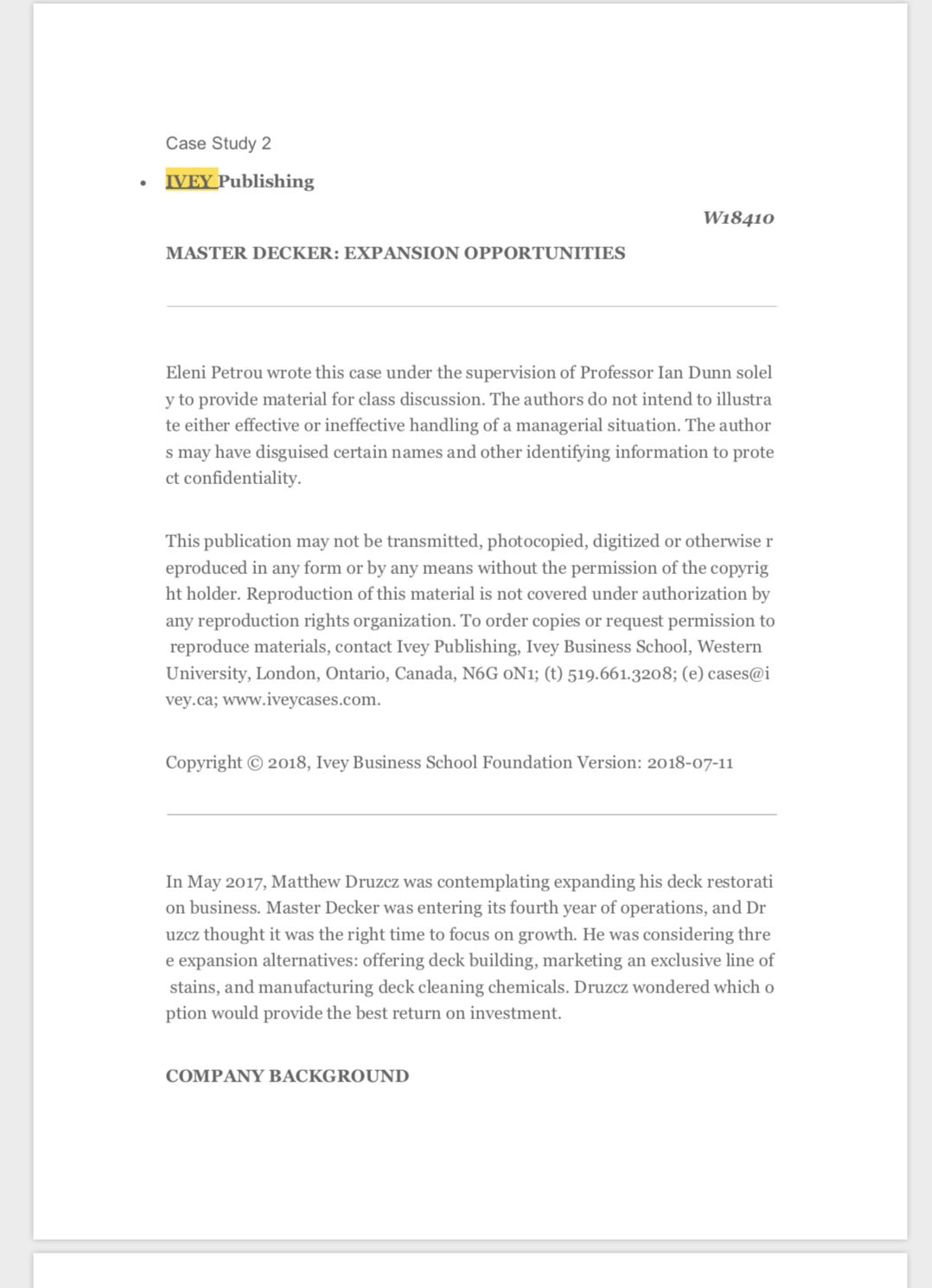 managerial situation. The author s may have disguised certain names and other