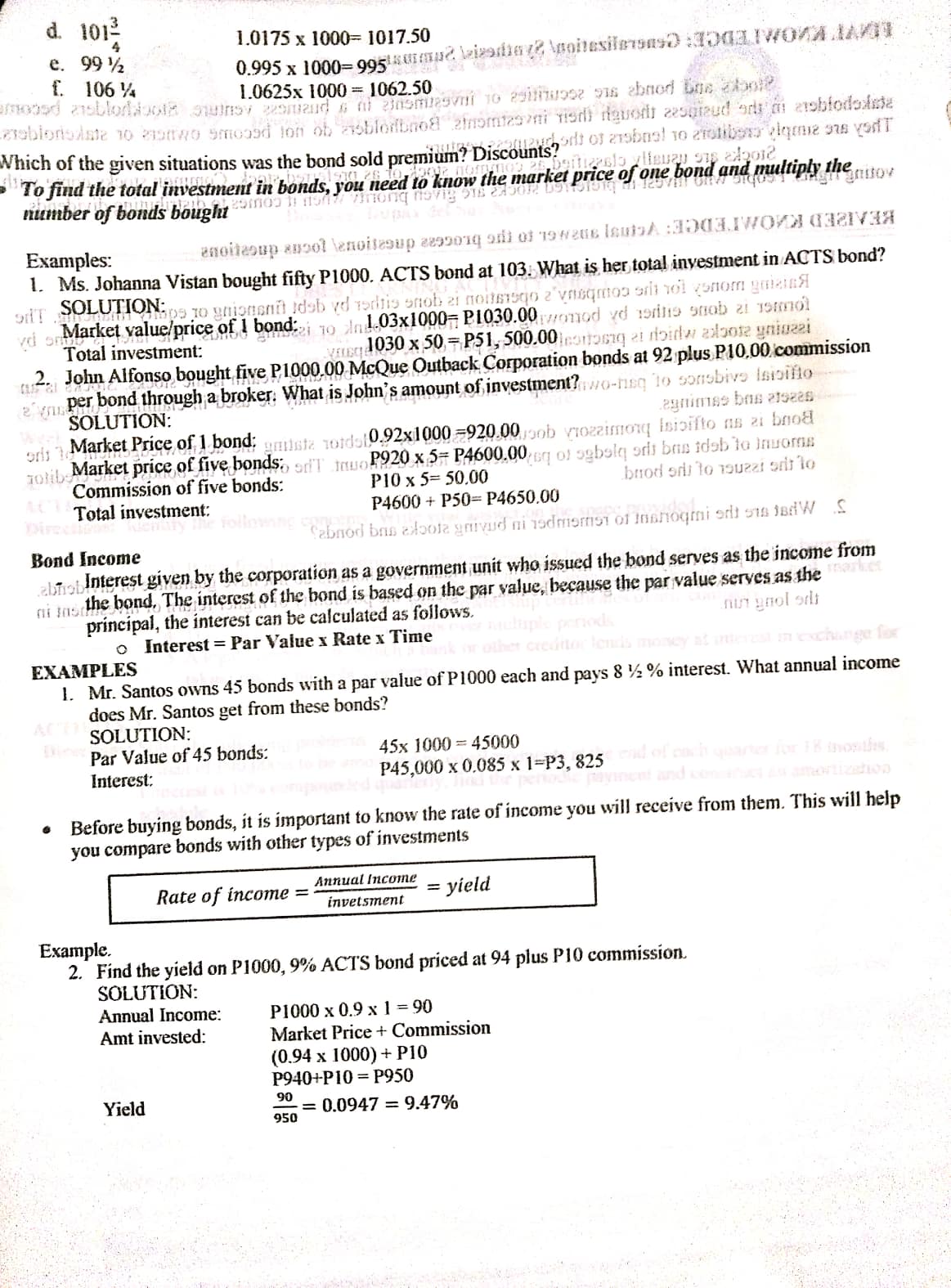 A tool used by market investors and commercial managers in describing the