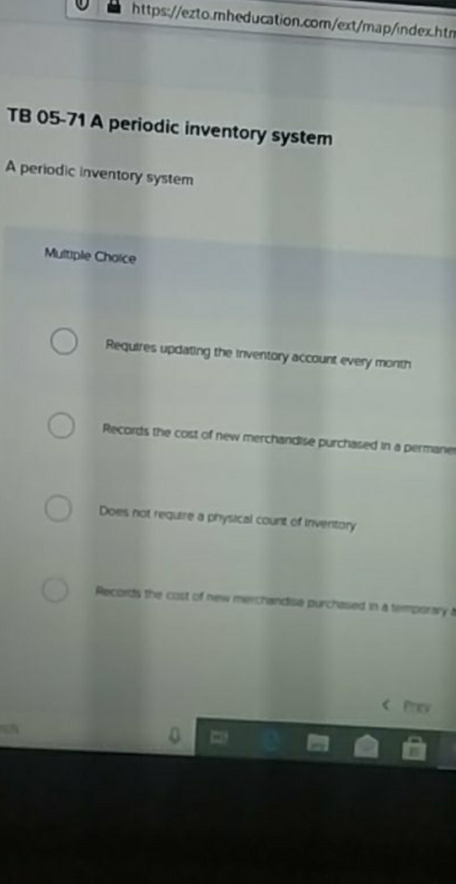 answer this please https://ezto.mheducation.com/ext/map/index.htm TB 05-71 A periodic inventory system A