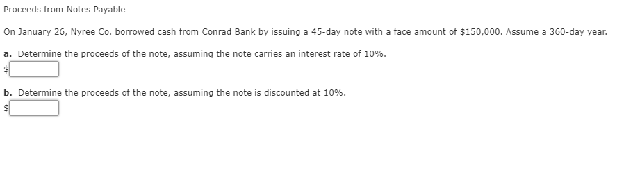 Conrad Bank by issuing a 45-day note with a face amount of