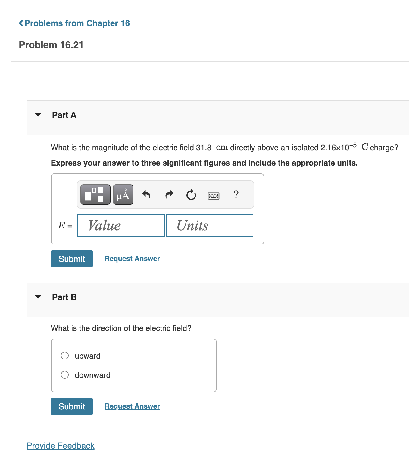 Part A Two point charges, Q1 = 3.7 #0 and Q2 =
