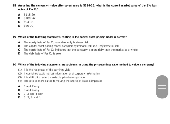  please help on this question 18 Assuming the conversion value after