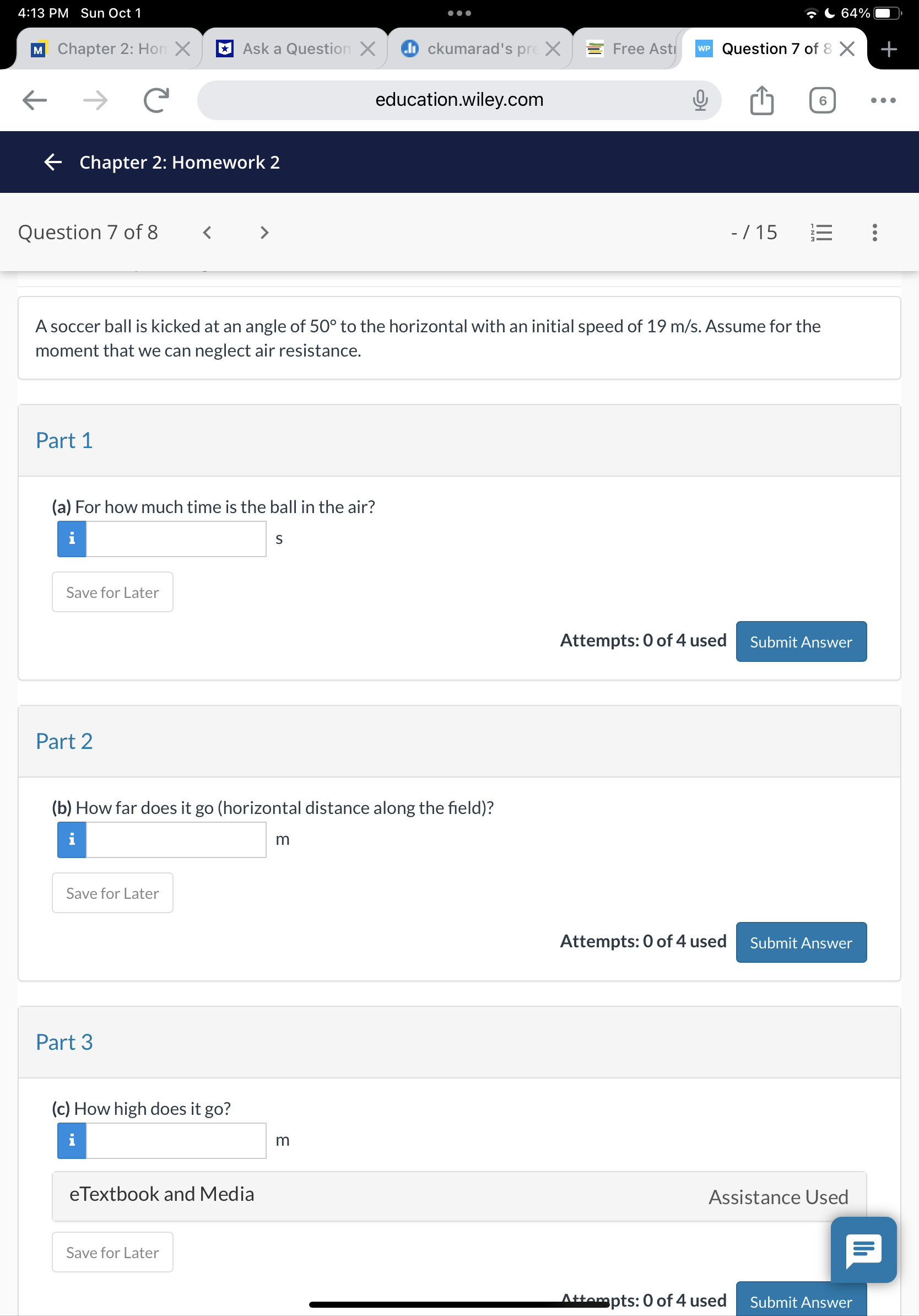 this force. Part 1 (a) What is the average speed of the