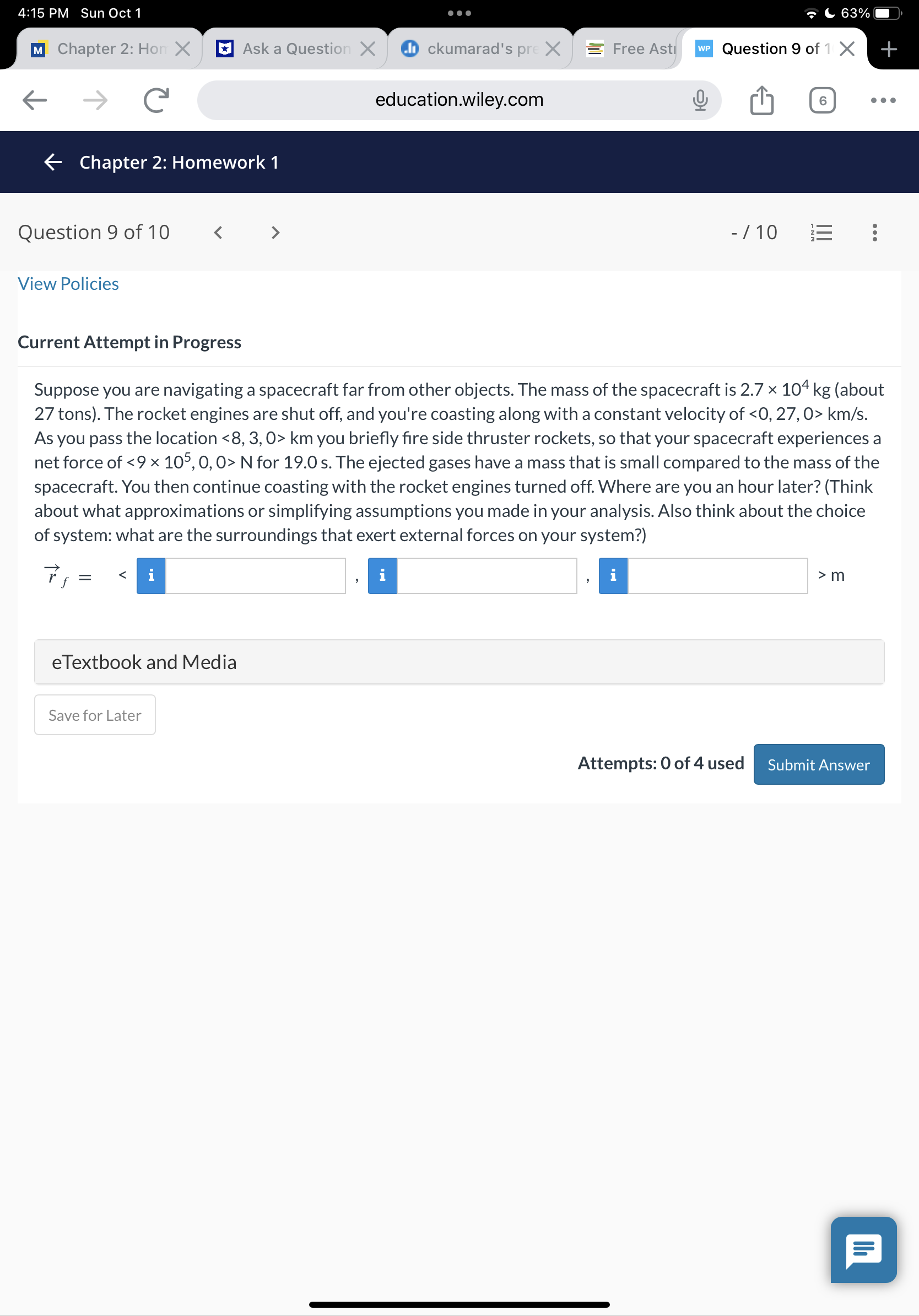 Save for Later Attempts: 0 of4 used Part 2 (b) How much