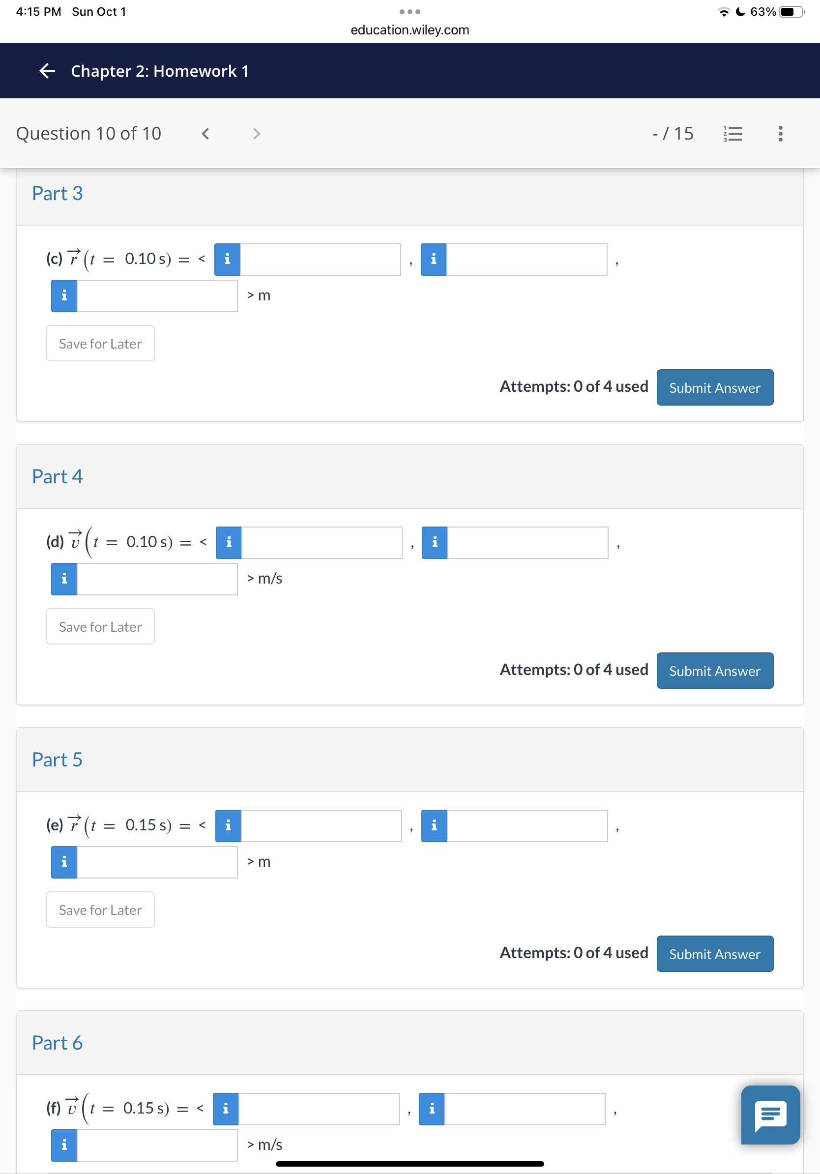stop? Ar = n 5 Save for Later Attempts: 0 of4 used