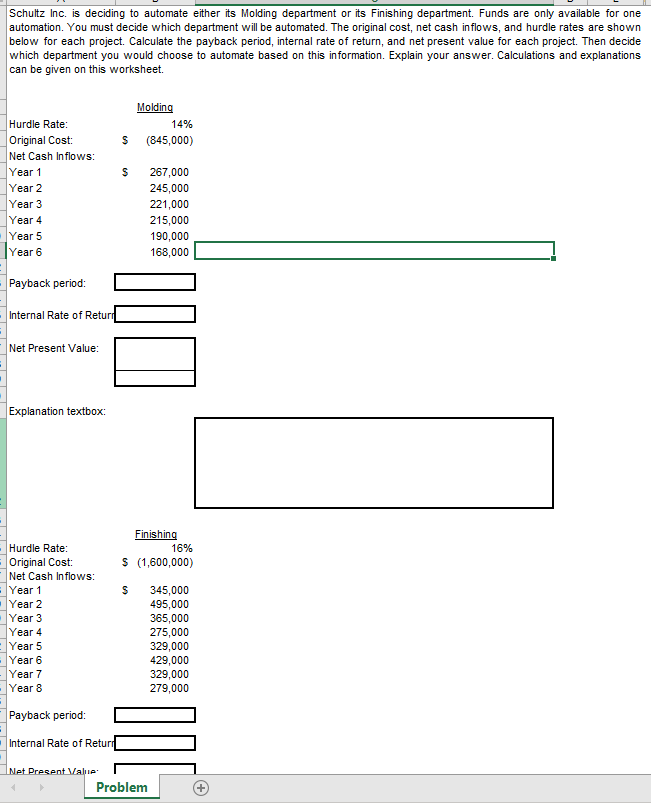 Finishing department Funds are only available for one automatiom You must decide