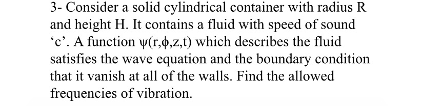H. It contains a fluid with speed of sound 'c'. A function