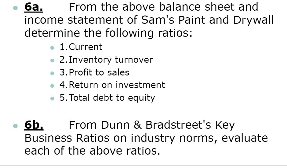 o E From the above balance sheet and income statement of