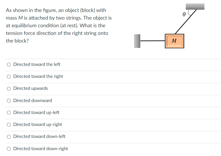 O Directed toward the right O Directed upwards O Directed downward O
