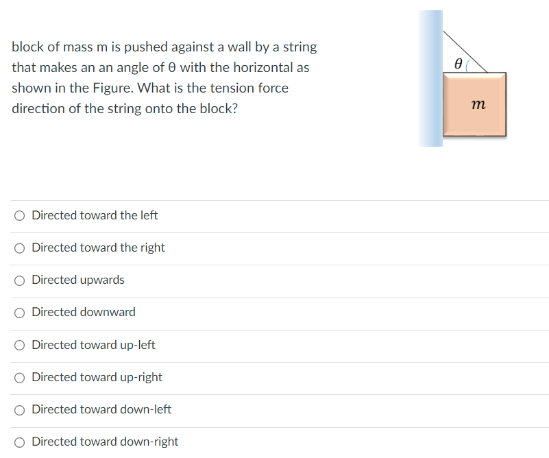 right string onto the block? M O Directed toward the left O