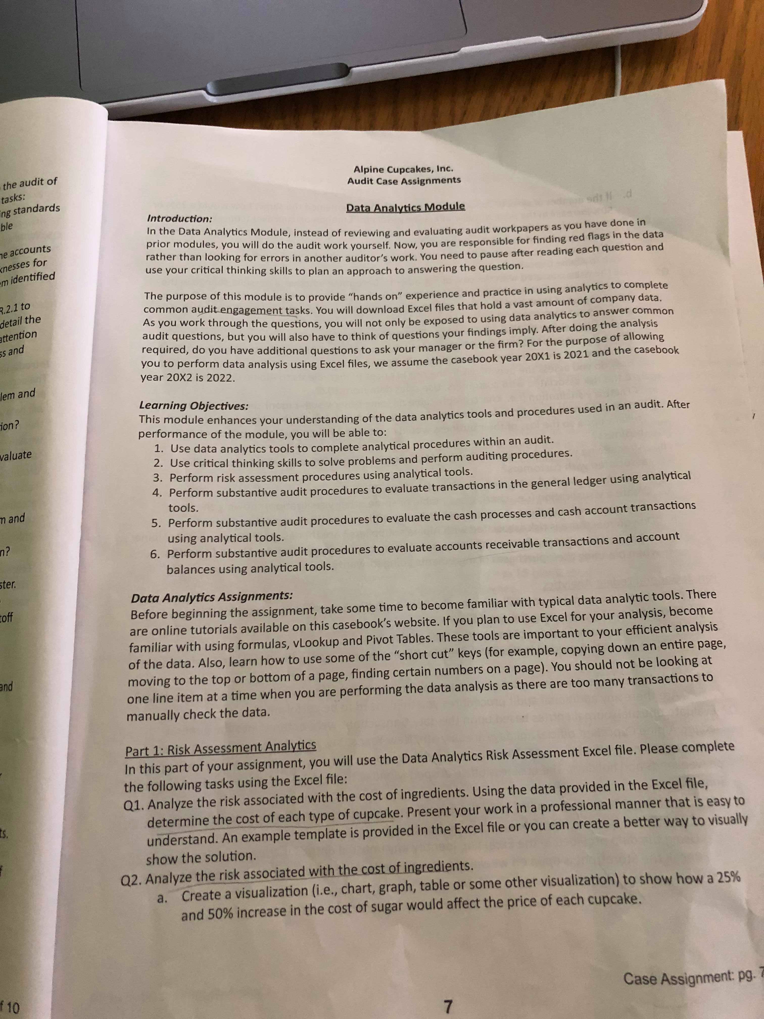  help me answer q1, 2, 3, 4, 5 the audit of