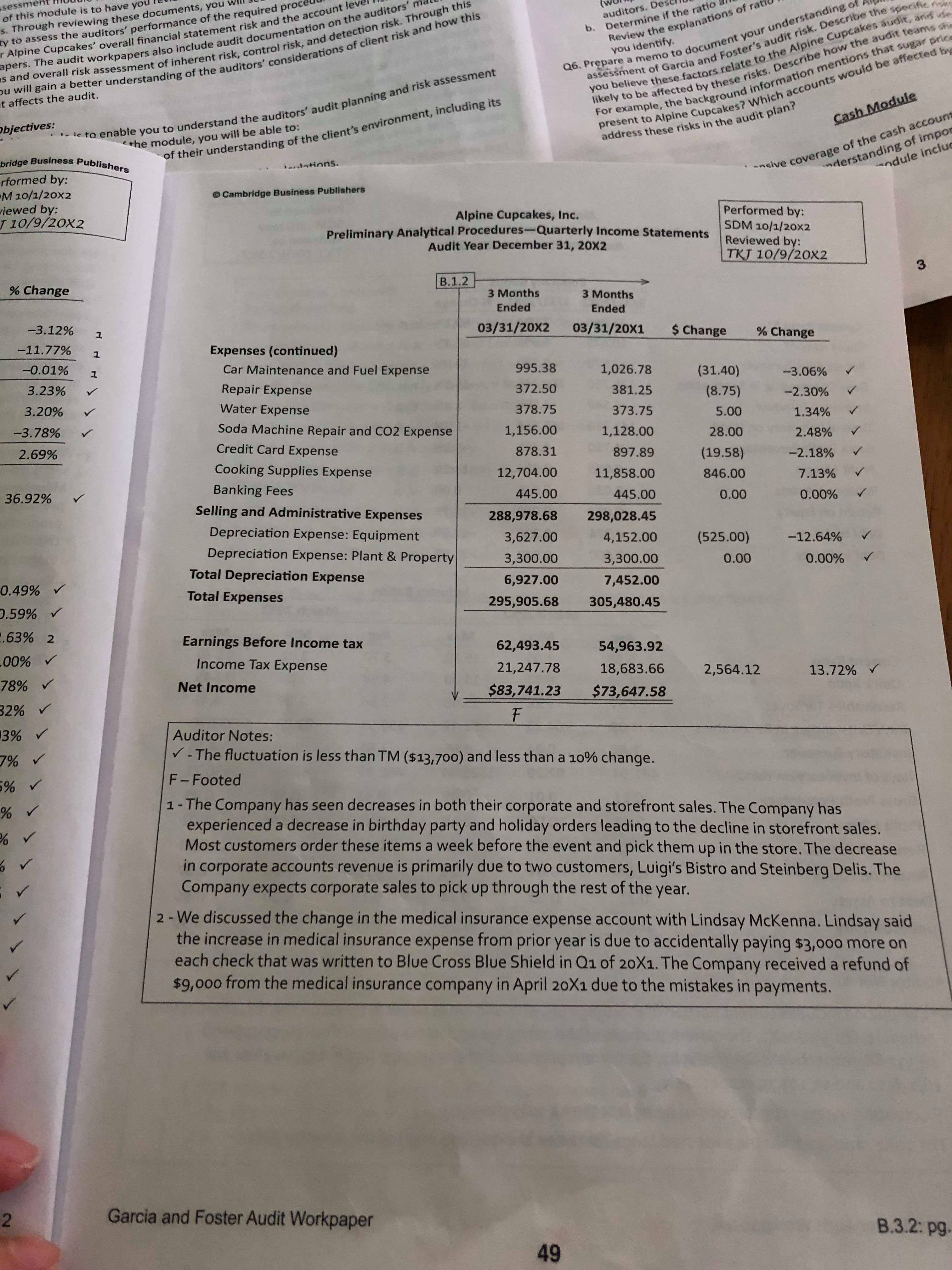 Alpine Cupcakes, Inc. tasks Audit Case Assignments ng standards ble Introduction: Data