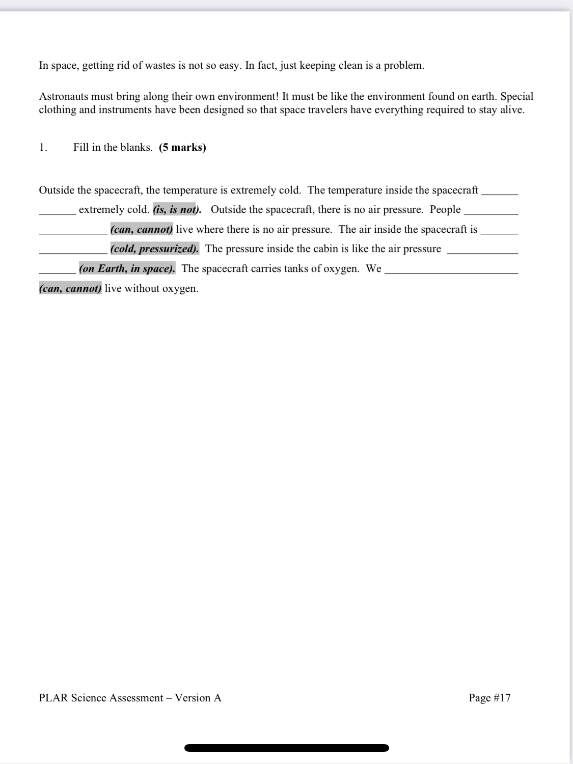 Matter" Part A Use the following words to fill in the blanks.