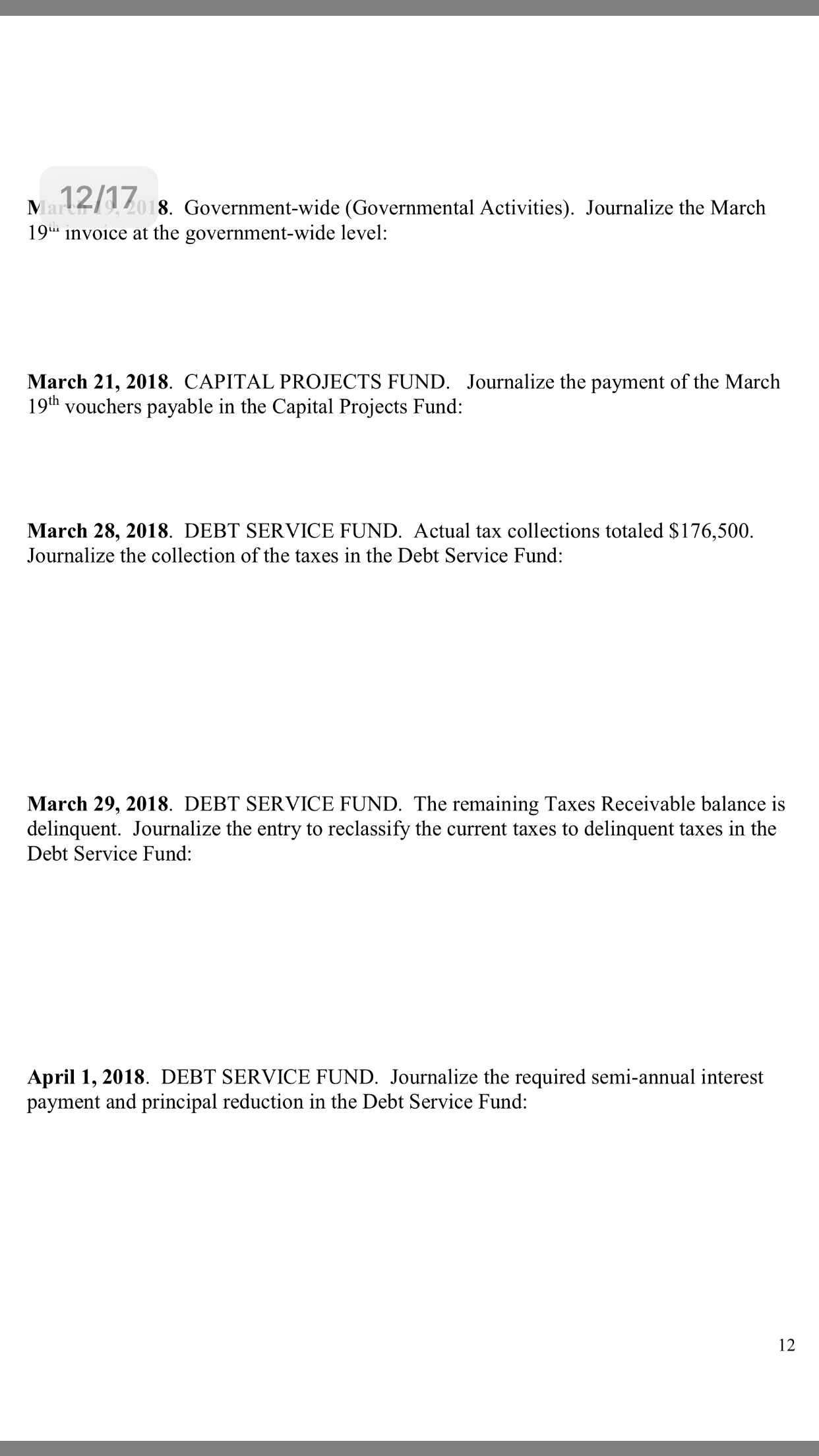 ended, December 31, 2018. End of Exam l7 December 31, 2018. DEBT
