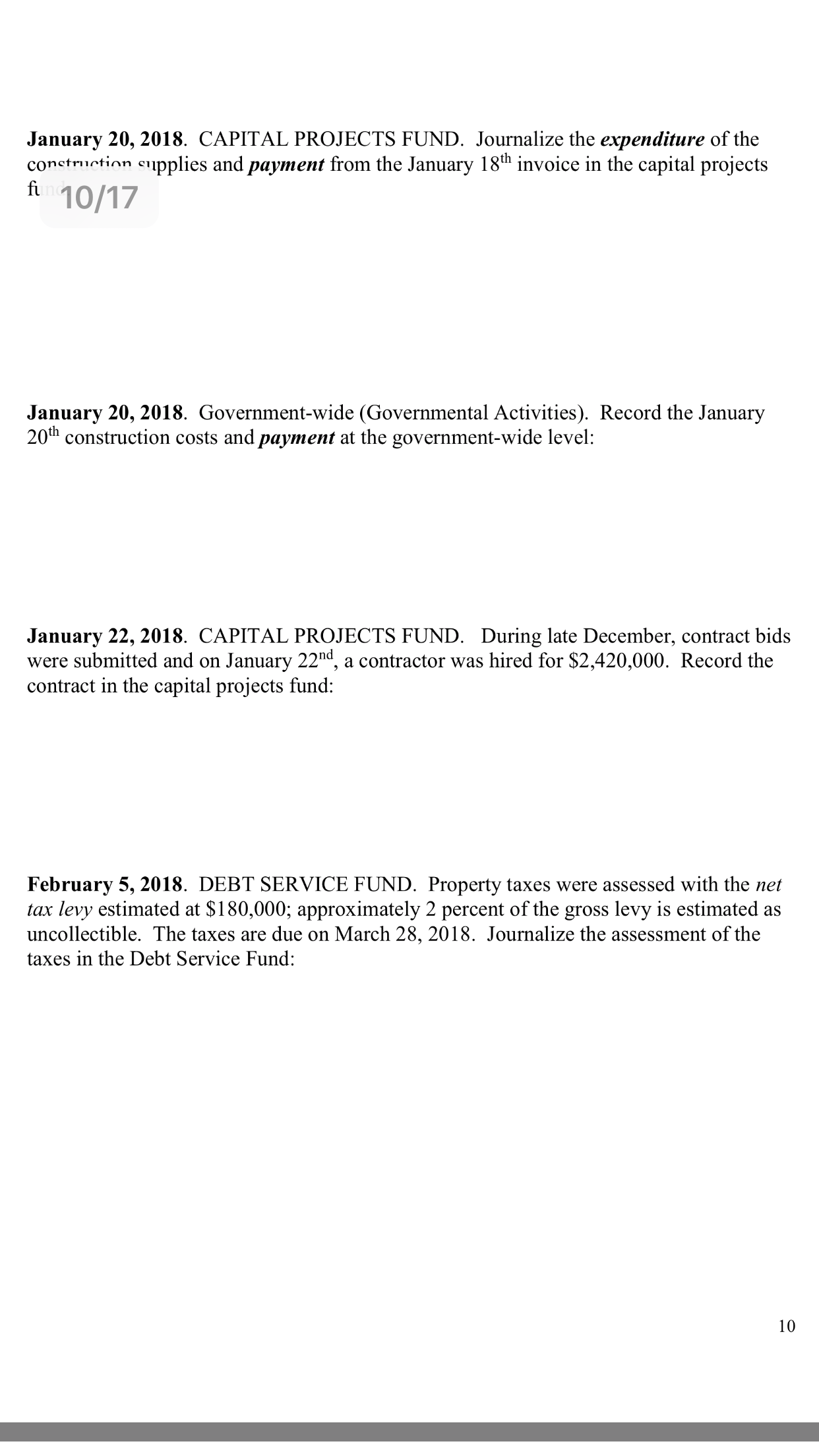 Debt Service Fund. Prepare the closing entries in proper form in the