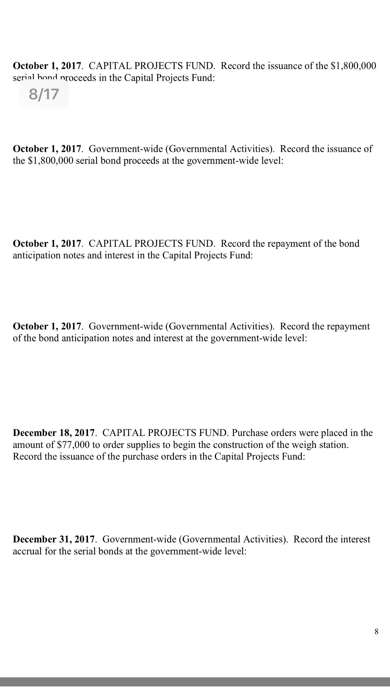 from other nominal funds): -EE- l6 O '8. DEBT SERVICE FUND. Journalize