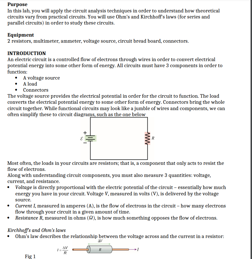 - Connectors The voltage source provides the electrical potential in order for