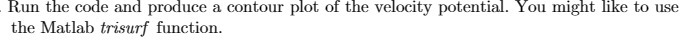 Run the code and produce a contour plot of the velocity