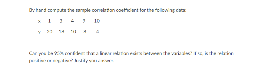  Please help me answer this question By hand compute the sample