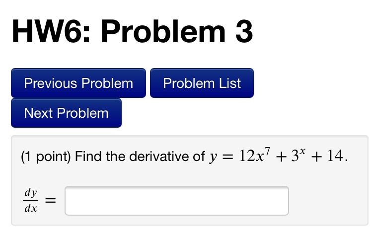  HW6: Problem 3 Previous Problem Problem List Next Problem (1 point)