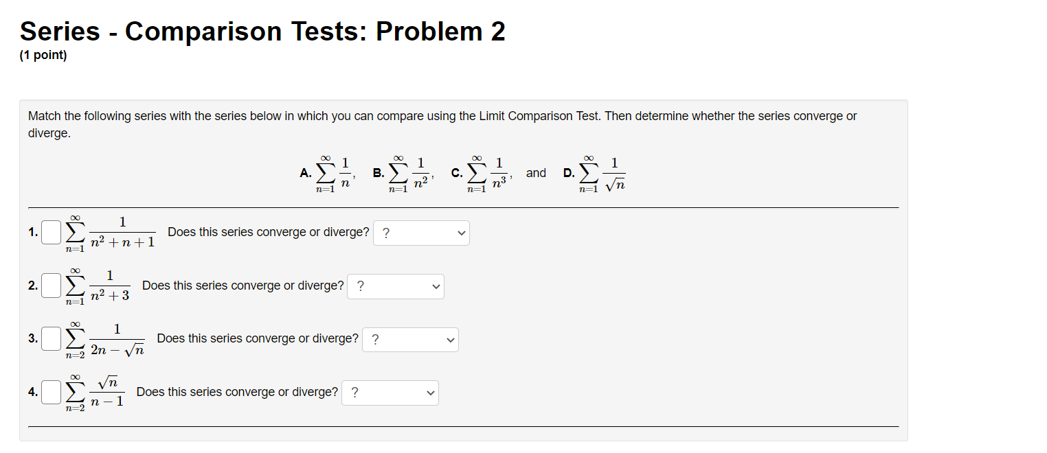 series with the series below in which you can compare using the
