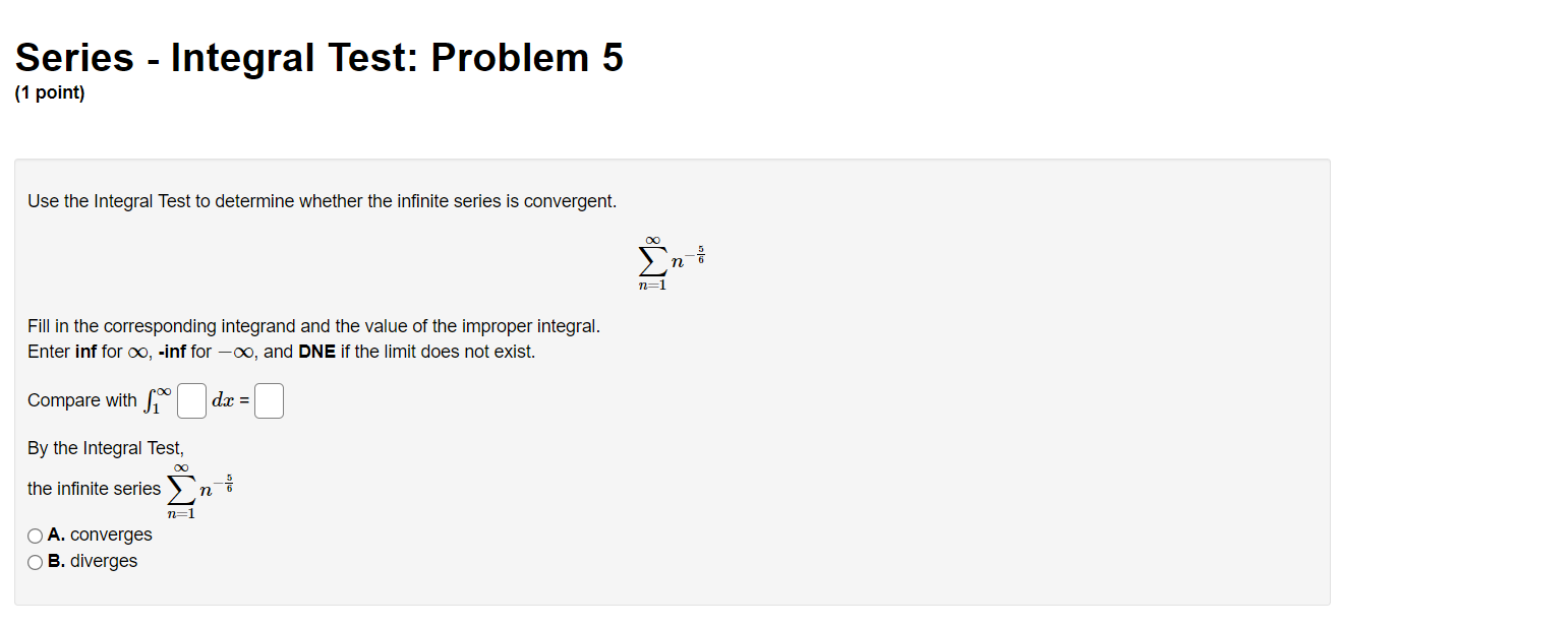 Does this series converge or diverge? '2 v 2\" + 5 \"=1