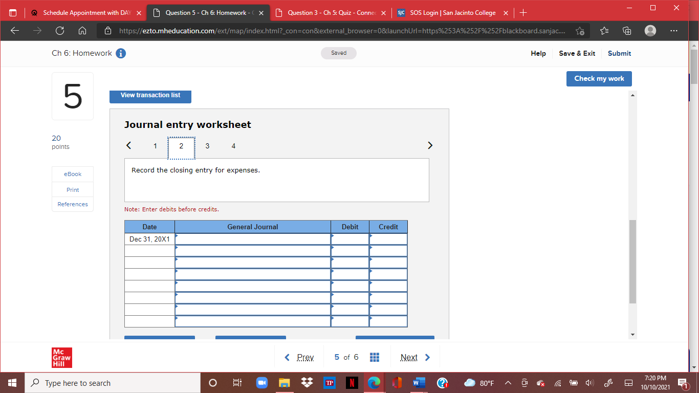 Ch 6: Homework i Saved Help Save & Exit Submit Check my