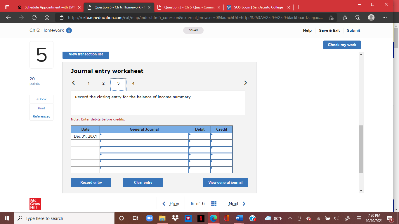 work view transaction list Journal entry worksheet 15 2 3 points 4