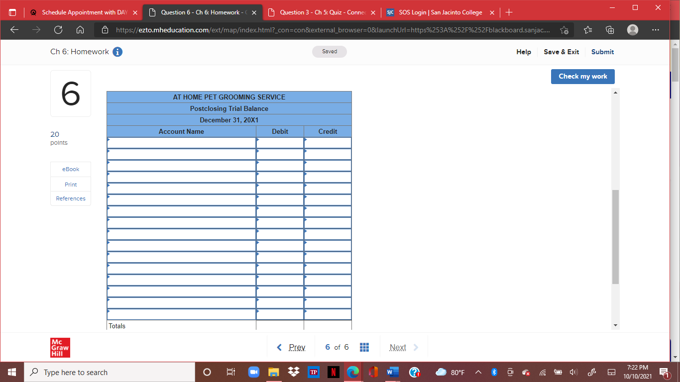 . . Ch 6: Homework i Saved Help Save & Exit Submit