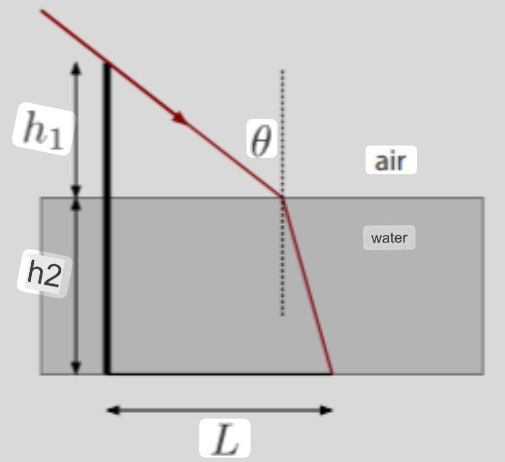 source illuminates the stem, creating a shadow of length L = 20