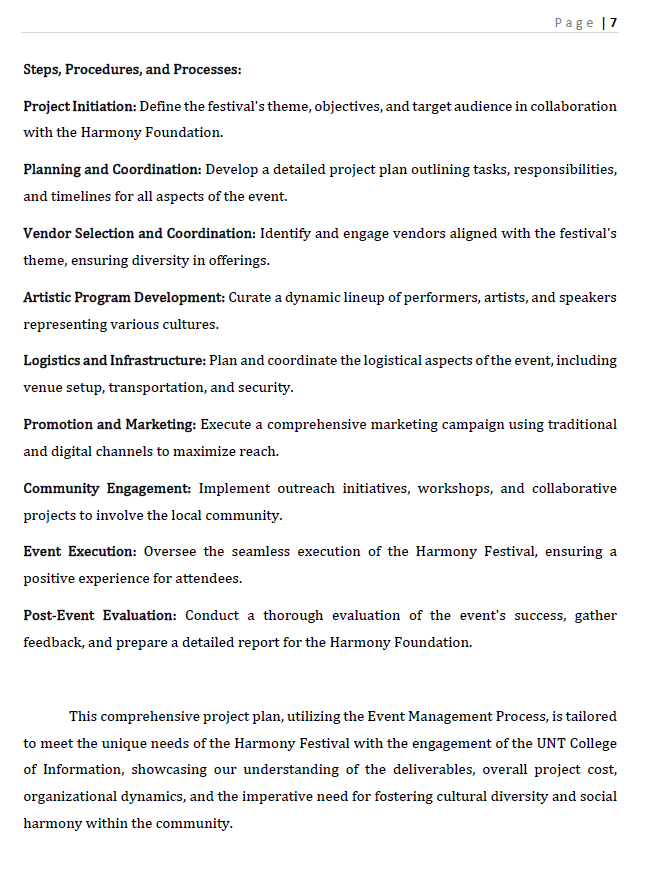 Project Title: Harmony Festival - A Multicultural Celebration UNT Give Back Event