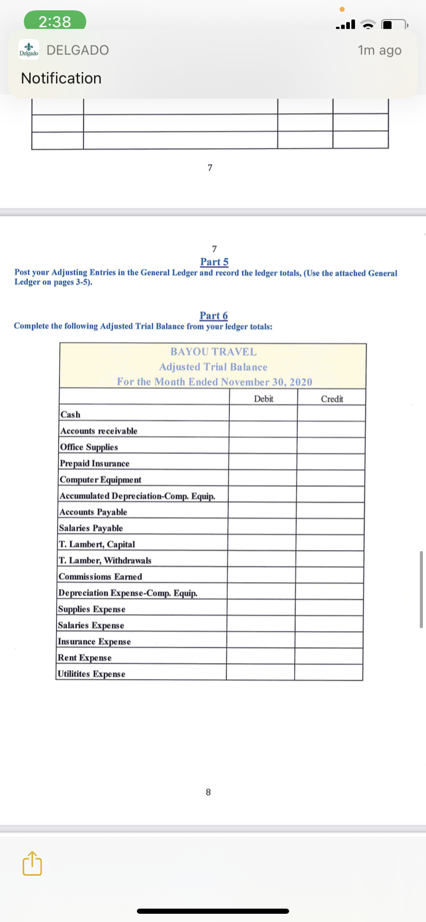 following Unadjusted Trial Balance from your ledger totals, (See the attached Unadjusted