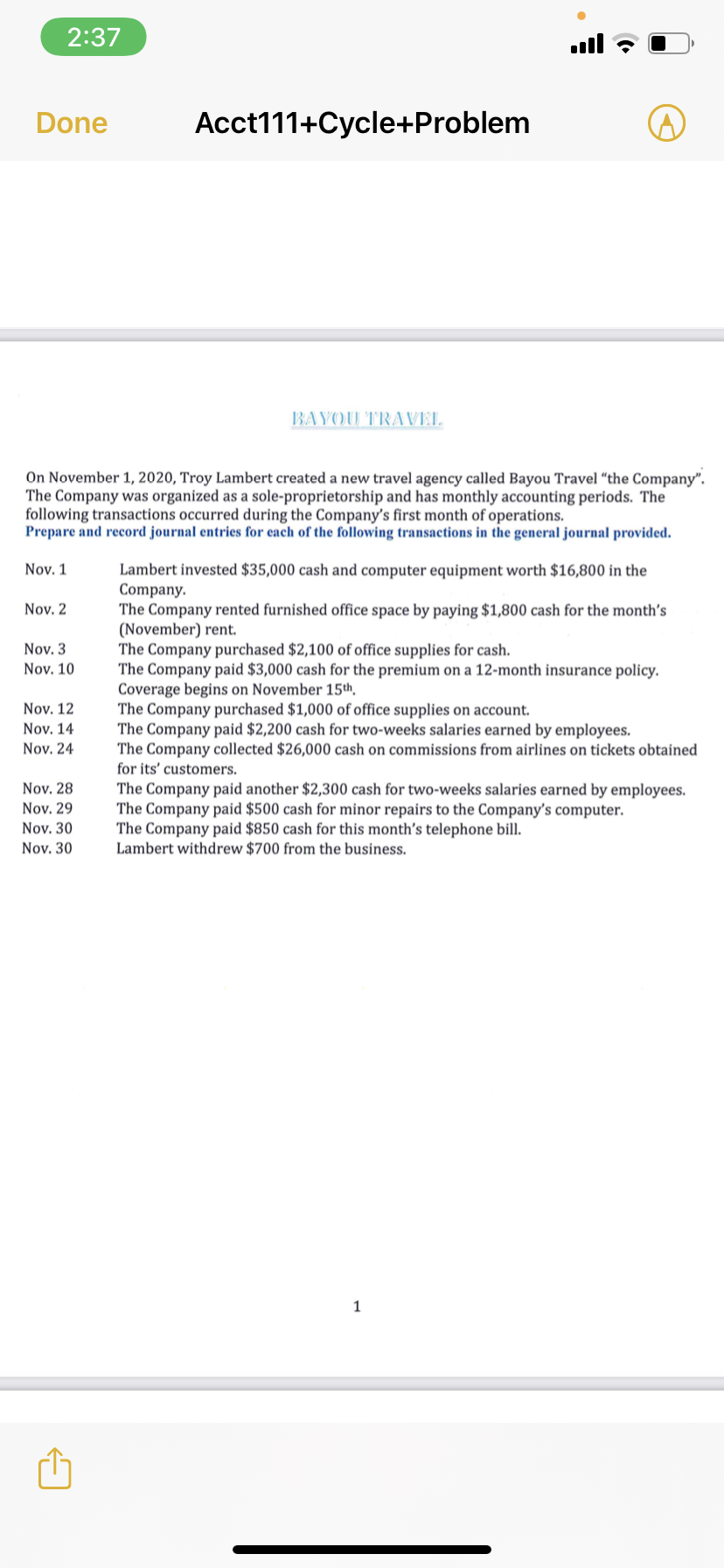 and record the ledger totals, (Use the attached General Ledger on pages