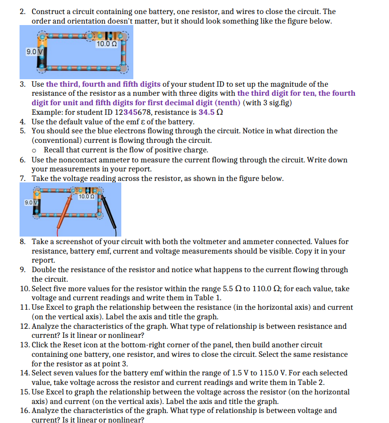 between voltage, current, resistance, and power for a simple circuit containing one