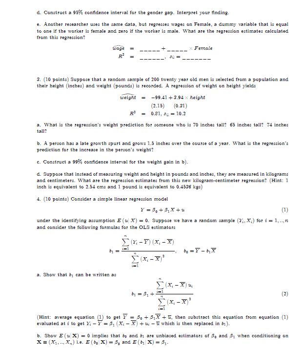 help me to solve some questions. d. Gonstruct a 959i. condence