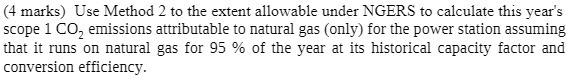 to calculate this year's scope 1 CO, emissions attributable to natural gas